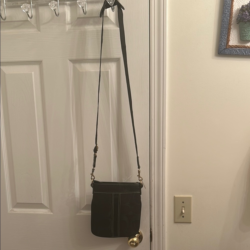 Coach Leatherwear Leather/Fabric Black Crossbody Bag